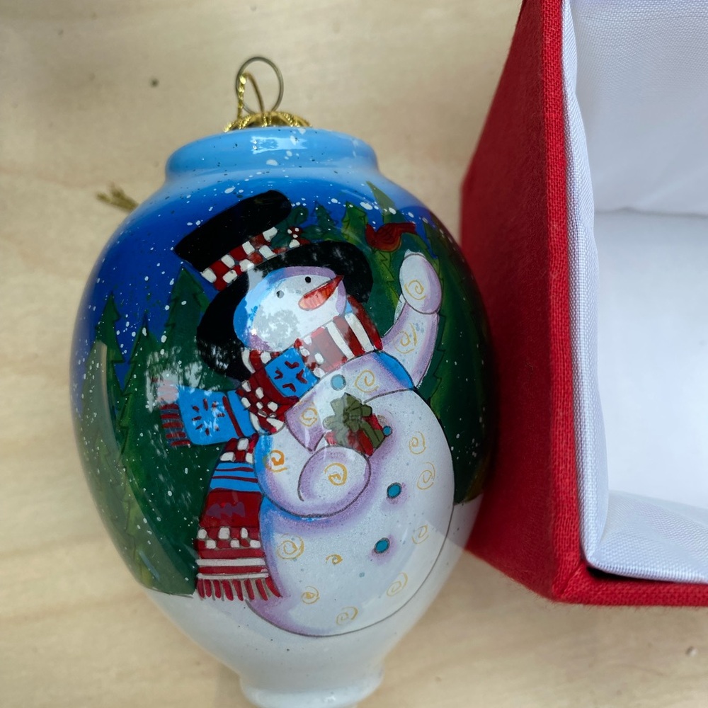 Festive Glass Ornaments in Red Green and Silver